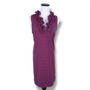 Sailor Sailor Striped Dress, Pink & Navy Blue M - Coastal, Stretchy, Nautical